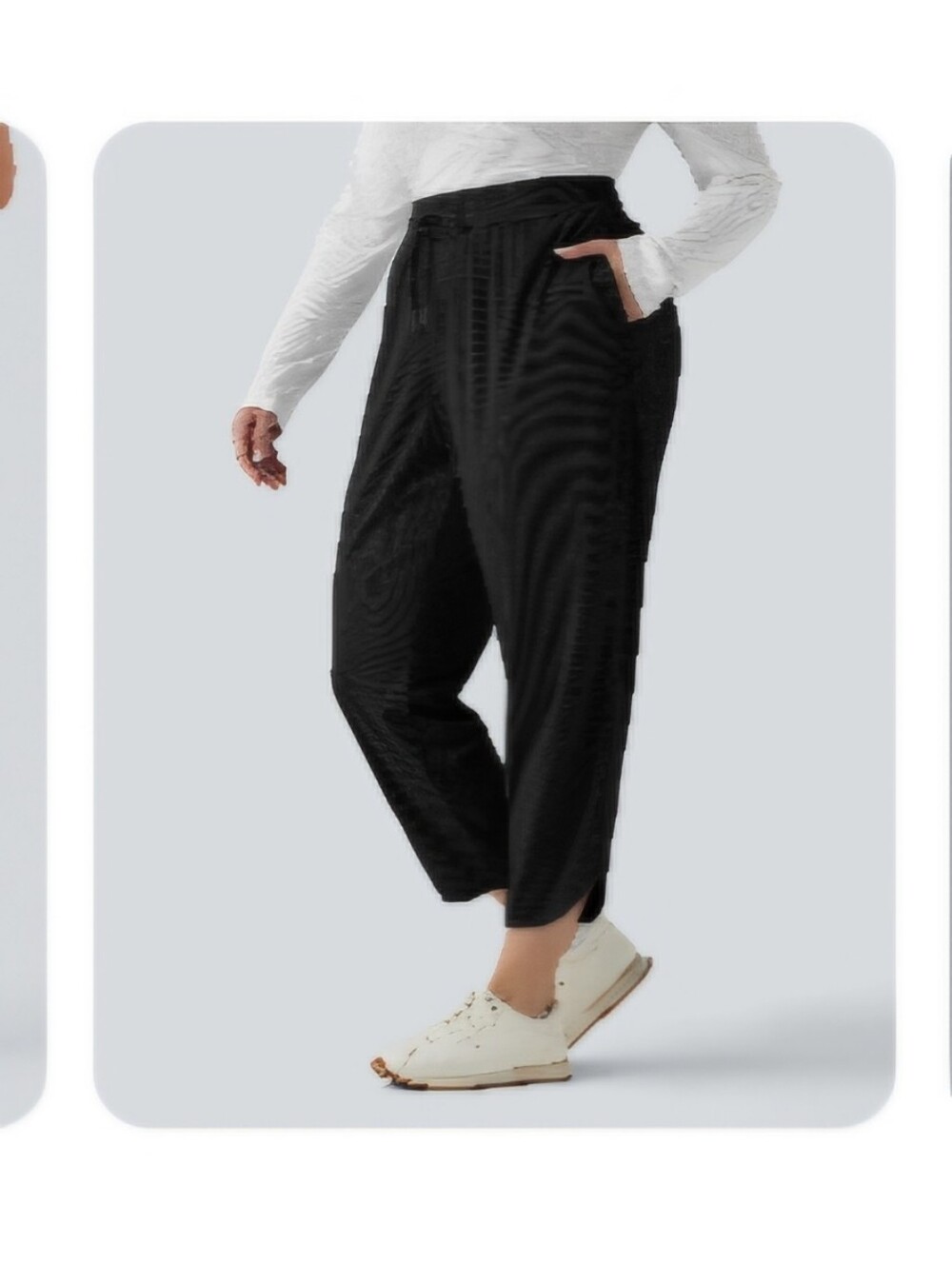 Halara Mid Rise Drawstring Quick Dry Tapered Pants Black Plus Size 3X